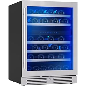 Zephyr Presrv 24″ Wine Fridge Dual Zone Under Counter – Countertop Mini Wine Cooler Cellars Small Cabinet Wine Refrigerator Home Bar Chiller Freestanding with French Glass Door Black, 45 Bottles 750ml