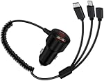 USB C Adaptateur de chargeur de voiture USB C QC3.0 PD45W 3 en 1 Adaptateur d'éclairage de voiture pour Android, enregistreur de conduite, Navigation, Aspirateur de voiture Ect