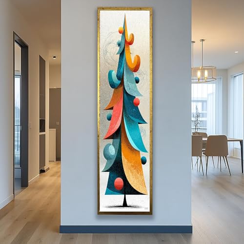Tableau sur toile art mural abstrait arbre décoration murale salon moderne 35x105cm - 4