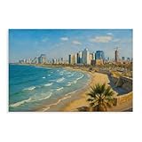 BMIQWAHG Tel Aviv, Israel Beach Leinwandposter, Wandkunst, 