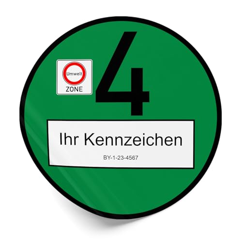 Offizielle Euro 4 Umweltplakette zugelassen für Umweltzonen in Deutschland legal bundesweit gültige Feinstaubplakette Grün individuell wetterfest UV-Beständig (Euro 4 Offiziell, 1 Stück) Offizielle Euro 4 Umweltplakette zugelassen für Umweltzonen in Deutschland legal bundesweit gültige Feinstaubplakette Grün individuell wetterfest UV-Beständig (Euro 4 Offiziell, 1 Stück)