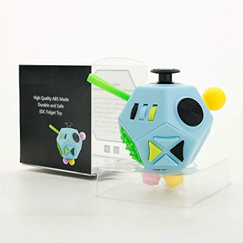 UOOEFUN 12 Sided Cube Toys,Fidget Toys Relief Stress and Anxiety Depression Anti for Kids and Adults with ADD, ADHD, OCD, Autism(Blue & Mix Colors B3)