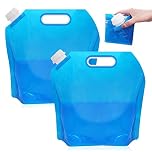 Folding Water Container, 2 Pack 10L Portable Folding Water Bag, Outdoor Folding Hydration Bag Car Hydration Bag with Tight lid, Suitable for Hiking, Camping, Barbecue, Picnic