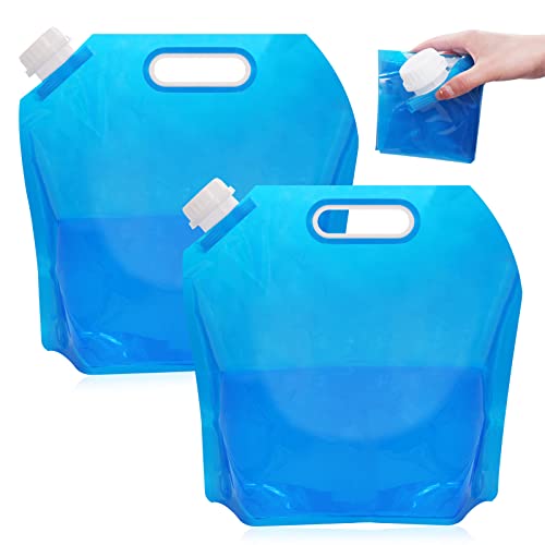 Horuili Sac d'eau Pliable Eau, 2 pièces 10L d'eau Pliable Eau Potable Conteneur, Réservoir d'eau Potable Réutilisable avec Couvercle étanche, Convient pour la...