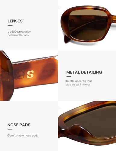 SOJOS Retro Oval Polarized Sunglasses for Women Men 90s Vintage UV400 Protection SJ26214