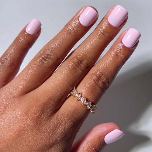 Glamnetic Press On Nails - Short Fake Nails | Glossy Light Pink Press On Nails Salon Quality Kit with Glue | Pink Pop - 30 Nail Set in 12 Sizes