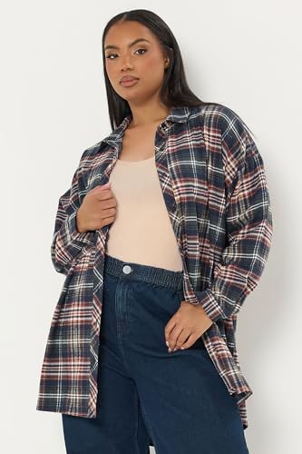 Yours Curve Blue & Red Oversized Check Shirt - Women's - Plus Size Curve - Image 2