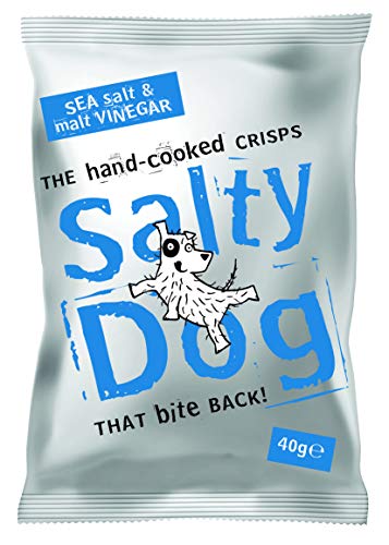 Sea Salt & Malt Vinegar Salty Dog Hand Cooked crisps, Vegetarian, Gluten free 24 x 40g packs (960G)