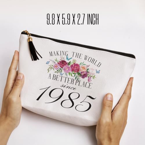 40th Birthday Gift for Women Friendship Best Friend Gift Grandma Mom Sister Aunt Funny Makeup Bag Travel Toiletries Bag Makes the World a Better Place Since 1985 Birthday Gift from Women4