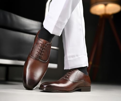 Image of LOUIS STITCH Men's Italian Crust Leather Derby Shoes| Formal Lace-Up Shoes for Men | Perfect for Business, Formal & Parties | LSVX-EUPLDY