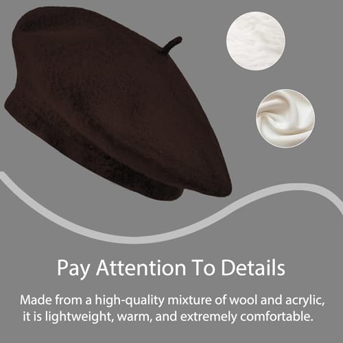 Image of Jolbndcv 6PCS Beret, French Beanie, Outdoor, Winter, Fashion Lady Hat | One Size Fits Most,Solid Color,Stretchable,for All Season