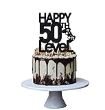 Level 50th Birthday Cake Topper for Man Video Game Decoration , Funny Husband 50 Fabulous and Happy...