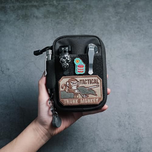 Sayram SP3 EDC Pouch Tasche Organizer, Mini Tasche für Männer, EDC Organizer Herren Tasche Klein mit Klettverschluss, Kleine Werkzeugtasche mit D-Ring, Elastische Organizer Utility Tasche – Schwarz