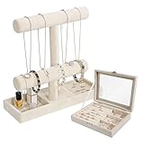 Dianfen Soporte desmontable para joyas, con tapa de cristal, para collares, pendientes, anillos, relojes, etc