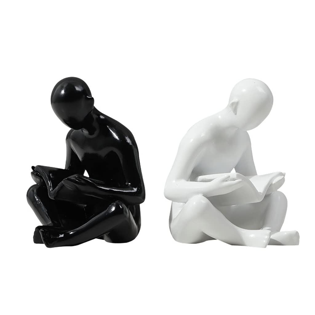 Sujetalibros 1 par de figuras de lectura para estantes en salones y estatuas de resina