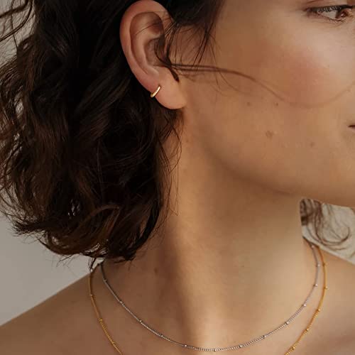 Image of Freekiss 3 Pairs Gold Hoop Earrings Set: Dainty Stud Earrings Trendy Small 14K Gold Plated Hypoallergenic Dangle Cartilage Huggie Hoop Earrings for Women Gold Jewelry for Women Gifts
