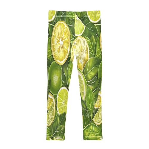 Bolaz Toddler Girls Leggings Printed Yoga Pants Leggings Green Leaves Lemon for Kids2