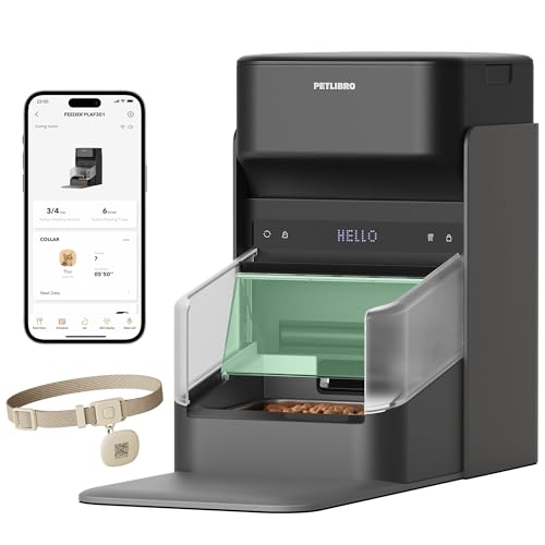 PETLIBRO Futterautomat Katze RFID, 5G Wi-Fi Katzenfutter Automat, Futterspender Katze mit Collar-Tag-Sensor, Automatischer Katzenfutterspender mit App, 1–10 Mahlzeiten, 3L, Schwarz