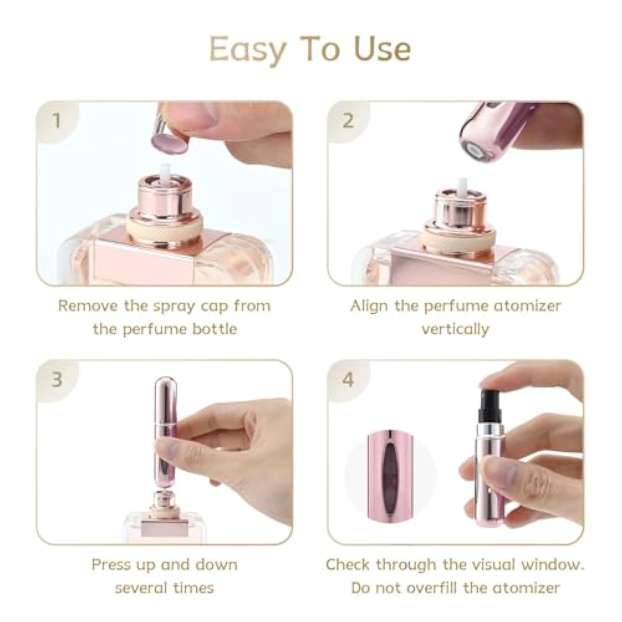 4 Pcs 5ml Portable Mini Refillable Perfume Atomizer Spray Bottle