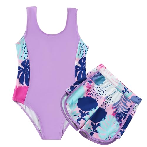 Image of DREAM BUS Toddler Girls One Piece Swimsuits with Boyshorts Little Girls Bathing Suit Summer Swimwear for 18M-6Y