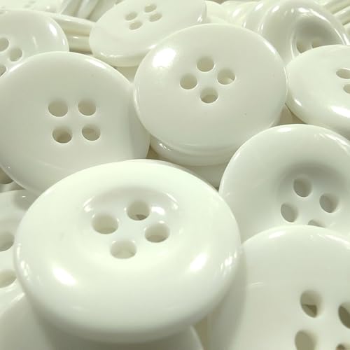 Botão de Costura Branco 20mm 4 Furos - 100 Peças