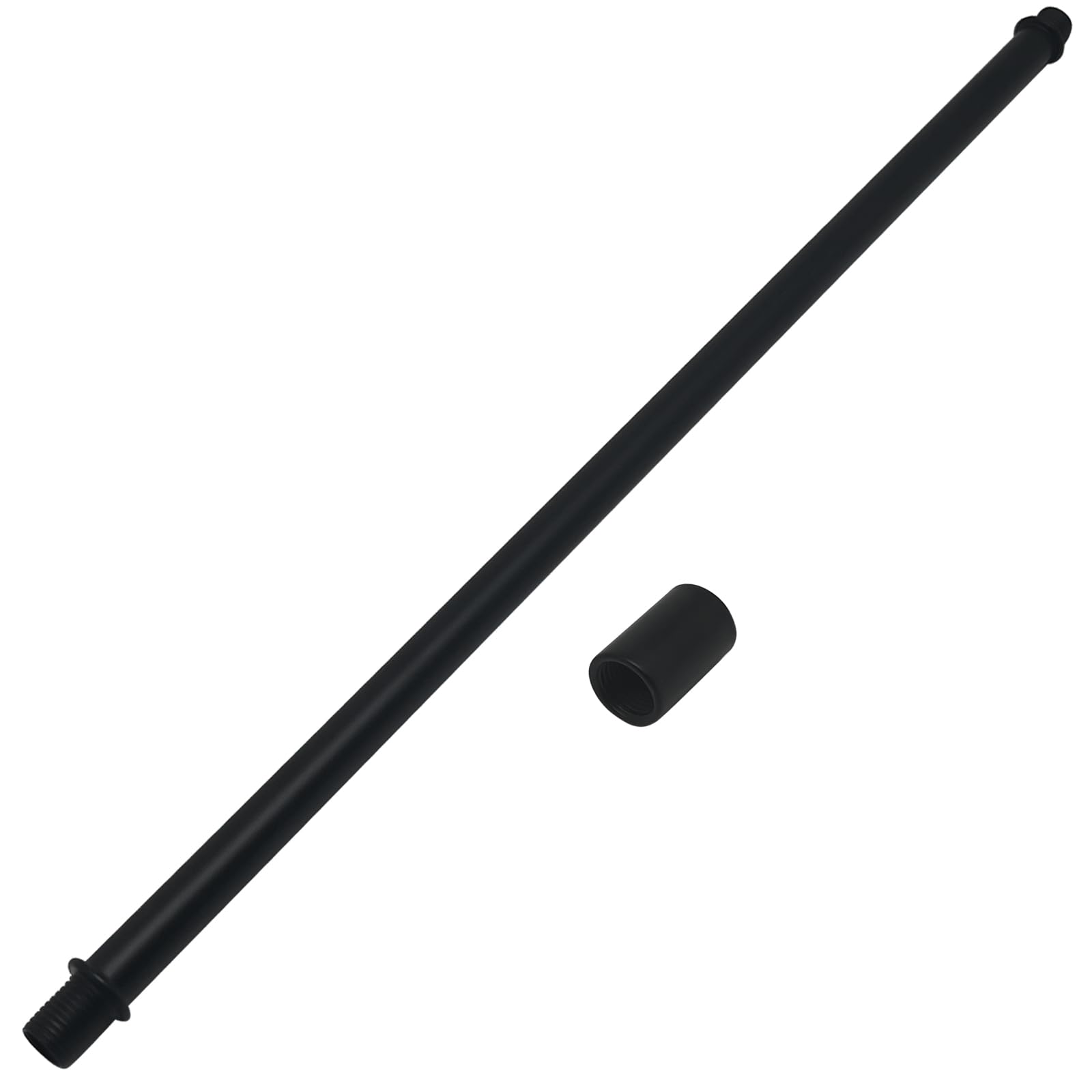 2pcs Black M10 Straight Pipe Lamp Stem Kit with Connector,Threaded Extension Rod Metal Lamp Parts Replacement,with 2pcs M10 Connector(Length:300mm/11.81")