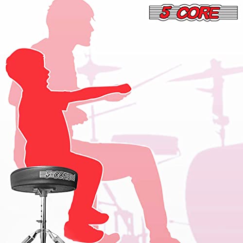 5 Core Premium Universal Drum Throne Height Adjustable Padded Drum Stool Seat Round Chrome Chair Drumming Stand With Anti- Slip Feet For Adults Kids Drummer Ds Ch #TOP7
