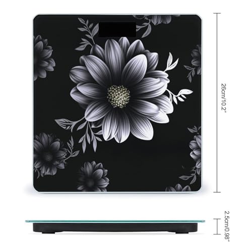 Báscula Digital para Baño Negra con Diseño Floral miniatura 2