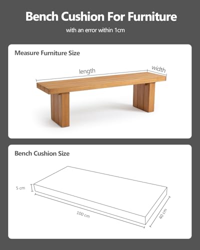 OutStep 100x40x5 cm Bankkissen für den Außenbereich, verstärkte, wasserdichte Sitzkissen, hochdichte Bankauflage mit Rutschfester Unterseite, Outdoor-Kissen für Schaukelmöbel (grau)