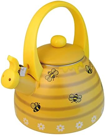 Whistling Tea Kettle for Stove Top Enamel on Steel Teakettle, Supreme Housewares Bee Hive Design Teapot Water Kettle Cute Kitchen Accessories Teteras (2.4 Quart, Bee Hive) - Thumbnail 2