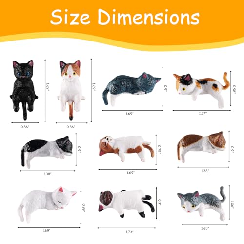 Travone 10Pcs Car Dashboard Decorations Cute Mini Cats Figurines Car Interior Accessories Set for Computer Monitor Mirror Home Desk Office Decorative Funny Resin Animal Ornament Gifts for Men Women