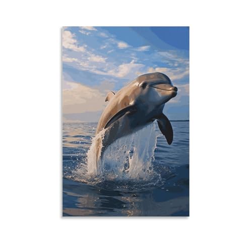 Toile murale dauphin premium 60x90 art moderne texture canvas