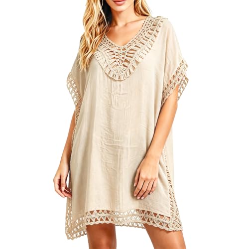 Image of Bathing Suit Cover Up for Women,V-Neck Summer Swimsuit Coverups Loose Swimwear Beach Dress for Pool Sea Party