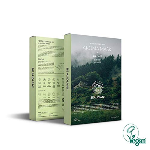 Beaudiani AROMA MASK Neroli (5 EA), Virtual Spa Experience, Face Mask, Moisturizing, Vegan and all natural