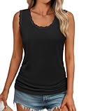 Tank Tops for Women Over 50: Your Complete Guide to Flattering, Comfortable Styles 25 Womens Lace Tank Tops Scoop Neck Cute Summer Casual Sleeveless Shirts Trendy Dressy Sexy Camisole Shirts (Black, Small)
