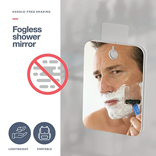 Homeify Bathroom Shower Caddy + Fogless Shower Mirror, 4 Pc Set Includes, 2 Adhesive Shower Shelves, Soap Holder & Fogless Mirror For Shower, No Drilling Rustproof Bathroom Shower Organizer (Black) #TOP1