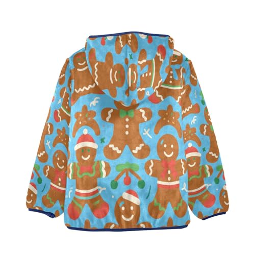 Christmas Gingerbread Men Pattern Design Toddler Fleece Jacket Girl Boys Hooded Fleece Jacket2