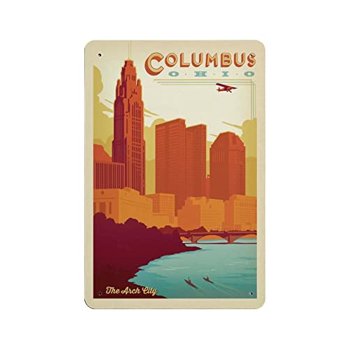 BUDUOZHI Columbus Ohio Wall Decor Tin Sign Iron Painting Bar Pub Garage Diner Cafe Retro Posters Decoration Vintage Metal Aluminum Signs Office Farm Rustic 30X20Cm