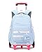 Amythe Schulrucksack Mädchen Rucksack mit Rollen für Teenager, 6-Rad Schultrolley Schultasche Mädchen Wasserdicht mit 15,6 Zoll Laptop Fach, Höhenverstellbar Treppenfunktion, Blau
