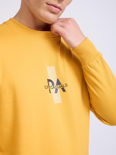 Image of Park Avenue Men Full Sleeve Slim Fit Print Pattern Cotton Polyester Blend Regular Neck Regular Neck Casual Sweatshirt