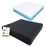 VALENTIA MEDICAL Cojín Antiescaras Espuma Viscoelástica para Silla de Ruedas y Oficina Funda Lavable Transpirable Base Antideslizante Alivio Presión Coxis y Mejora Postura