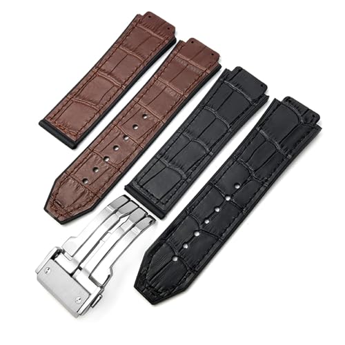 Correa de reloj de goma de vacuno 25 mm x 19 mm compatible con Hublot 4