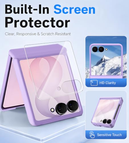 Image of STORMTAL Magnetic for Samsung Galaxy Z Flip 8 case, Hinge Protection, Built-in Screen Protector, Shockproof, Compatible with Magsafe, Rugged Phone Case for Z Flip 8 Purple