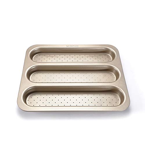 Baguette Pan French Bread Pan Baguette Baking Tray Perforated 3-Slot Non Stick Bake Loaf Mould 15Inch (15X12Inch) #TOP2