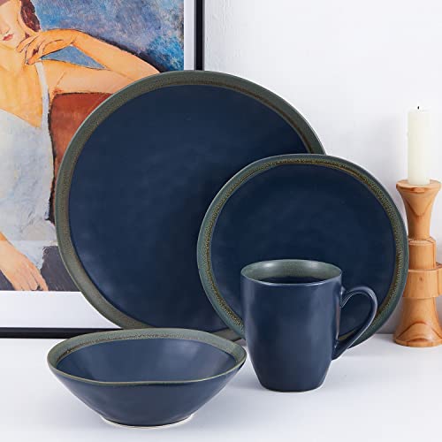 Stone Lain Serafina Stoneware Dinnerware, 16 Piece Set, Blue #TOP10