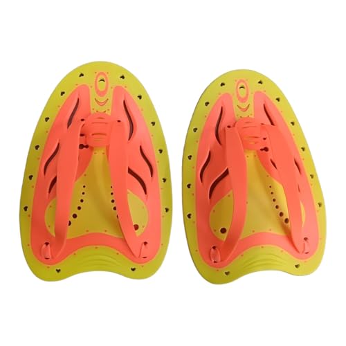 RNXRZANK Swimming Hand Paddles Pool Gear Swimming Gears Supplies Swim Gloves Improves Speed, Orange Yellow M