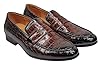 Mens Classic Crocodile Print Faux Leather Penny Loafers Formal Slip on Shoes[U5961-6-MARRON-8 UK] Brown #2