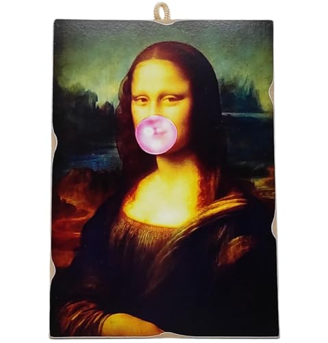 KUSTOM ART Tableau de style vintage La Gioconda Monna Lisa L. Da Vinci Sampa sur bois 15 x 10 cm
