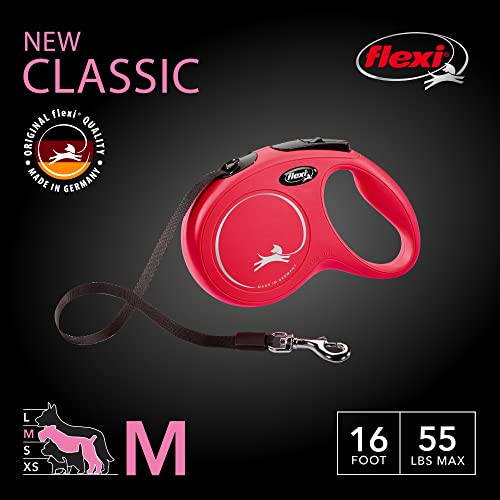 FLEXI Classic Hundeleine, einziehbar, 16 ft, Größe M, Rot CL2MT5.250.R