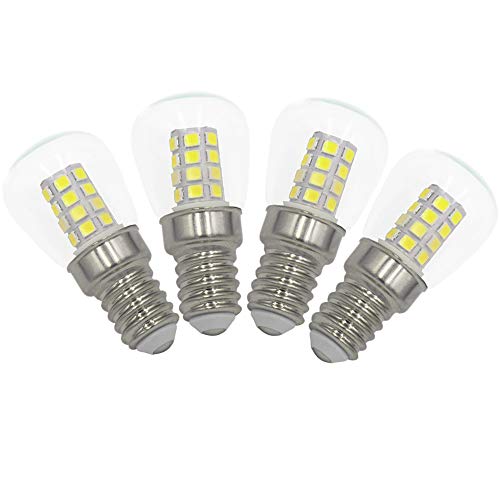 3W E14 LED Frigorífico Congelador Bombillas Pack de 4 Blanco Frío 6000K, equivalente a 40W, para nevera, máquina de coser, lámpara de escritorio